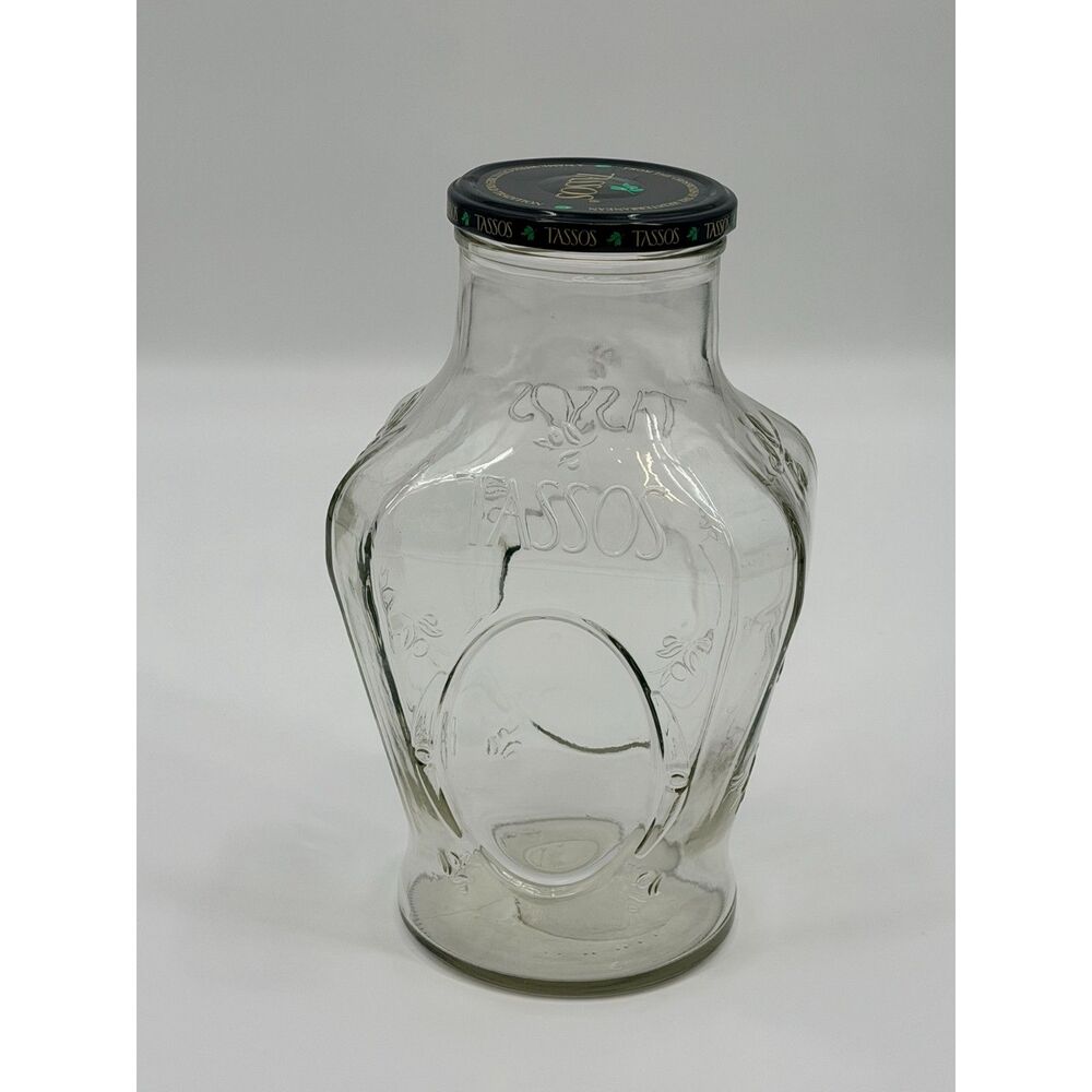 Tasso's Glass Olive Jar W/ Lid Large Decorative Canning Italian Food Italy